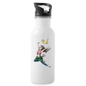 Fliegende Kletterin mit Vogel - Trinkflasche mit integriertem Trinkhalm - Weiß - Rechts