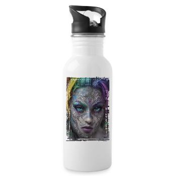 Graffiti Street Art Spray Colors Cool Artist Retro - Water bottle with straw - white - Right