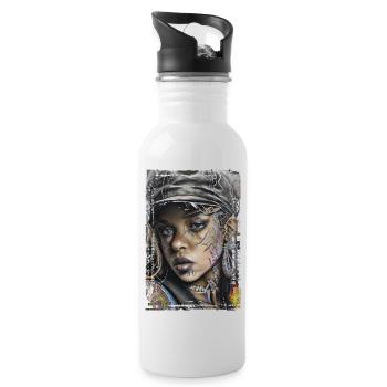 Graffiti Street Art Spray Colors Cool Artist Retro - Water bottle with straw - white - Right