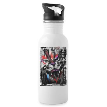 Graffiti Street Art Spray Colors Cool Artist Retro - Water bottle with straw - white - Right