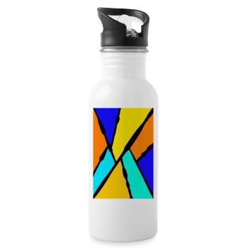 Abstract art - Water bottle with straw - white - Right