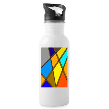 Bunte abstrakte Kunst - Trinkflasche mit integriertem Trinkhalm - Weiß - Rechts