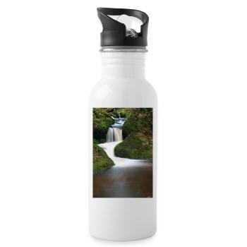 Mooswald Waterfall Motif - Water bottle with straw - white - Right