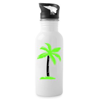 palm tree - Water bottle with straw - white - Right