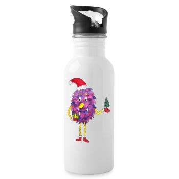 Christmas Monster, Cute Monster, Christmas - Water bottle with straw - white - Right