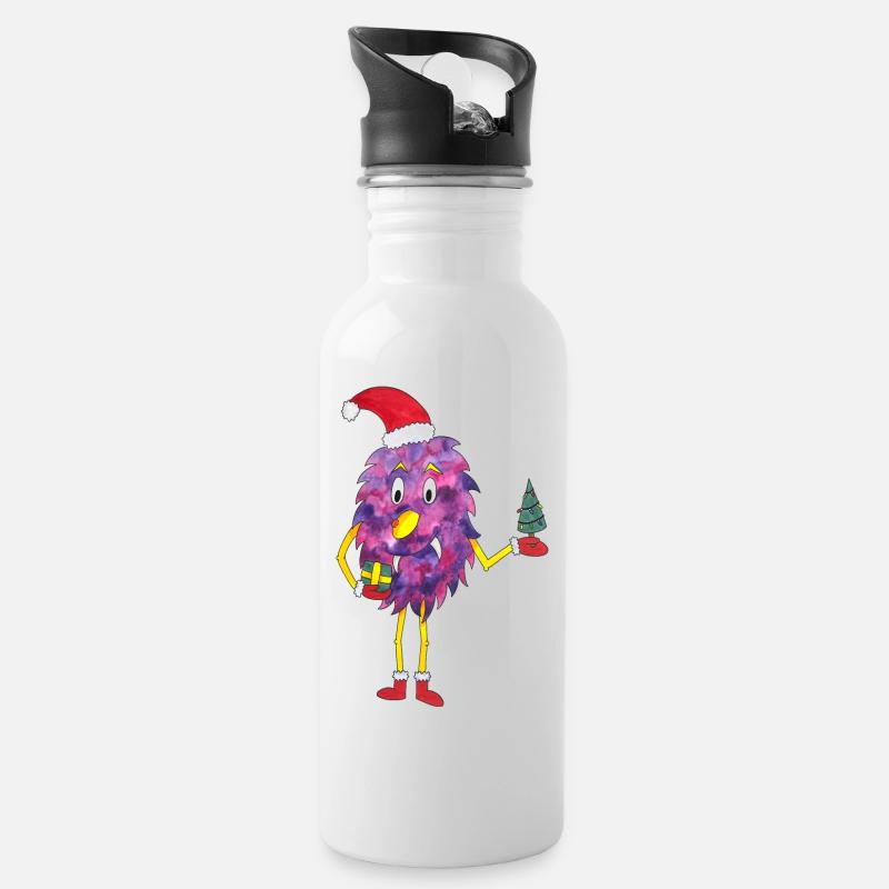 Weihnachtsmonster niedliches Monster Weihnachten - Trinkflasche mit integriertem Trinkhalm - Weiß