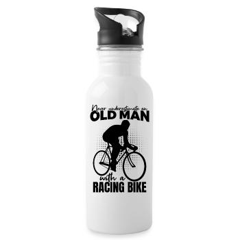 Unterschätze nie alte Rennradfahrer - Trinkflasche mit integriertem Trinkhalm - Weiß - Rechts