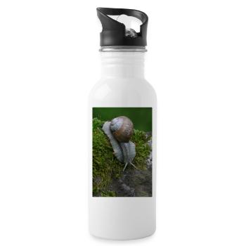 Flüstern der Schnecke im Moos - Trinkflasche mit integriertem Trinkhalm - Weiß - Rechts