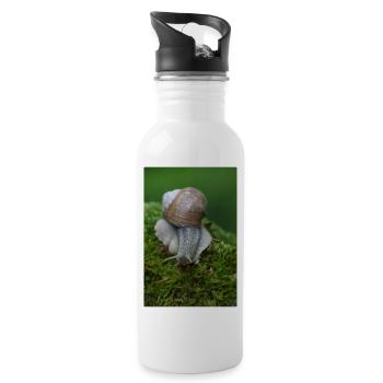 Snail on moss – close-up - Water bottle with straw - white - Right