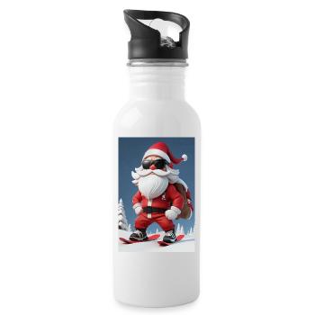 Père Noël ski - Gourde avec paille intégrée - blanc - Droite