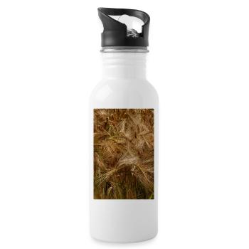 Golden wheat field nature pattern - Water bottle with straw - white - Right