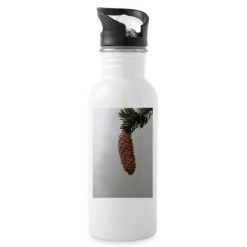 PINE CONES IN THE MORNING MIST - Water bottle with straw - white - Right