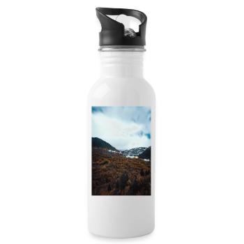 Zauberhafte Winternacht - Trinkflasche mit integriertem Trinkhalm - Weiß - Rechts