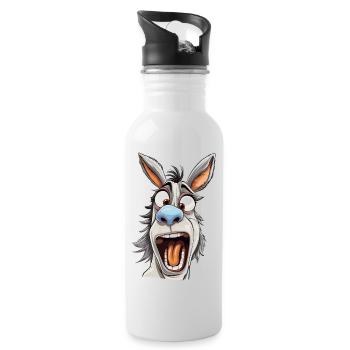 Crazy Ass - crazy cool ass - Water bottle with straw - white - Right