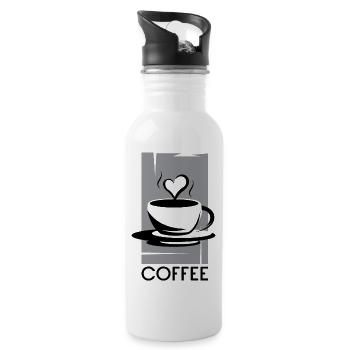 coffee café coffee symbol heart love relaxation - Water bottle with straw - white - Right