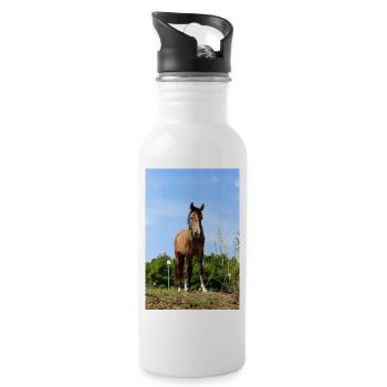 Pferd - Trinkflasche mit integriertem Trinkhalm - Weiß - Rechts