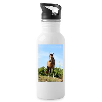 Pferd - Trinkflasche mit integriertem Trinkhalm - Weiß - Rechts