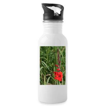 Glaïeul – amidon en fleurs - Gourde avec paille intégrée - blanc - Droite
