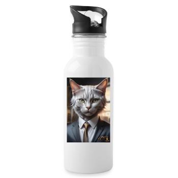 WORKING ANIMALS - Business Cat - Water bottle with straw - white - Right
