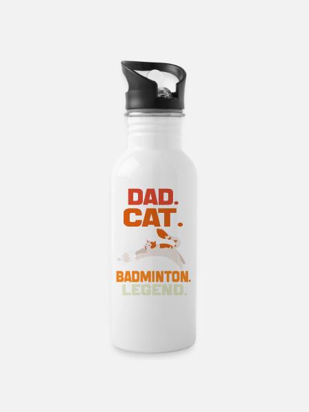Dad Cat Badminton Legend Badminton DAD Cat Gift - Gourde avec paille intégrée - blanc