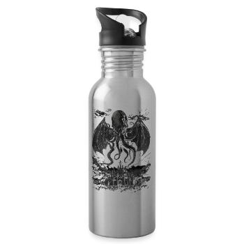 Cthulhu-Albtraum - Trinkflasche mit integriertem Trinkhalm - Lightsilver - Rechts