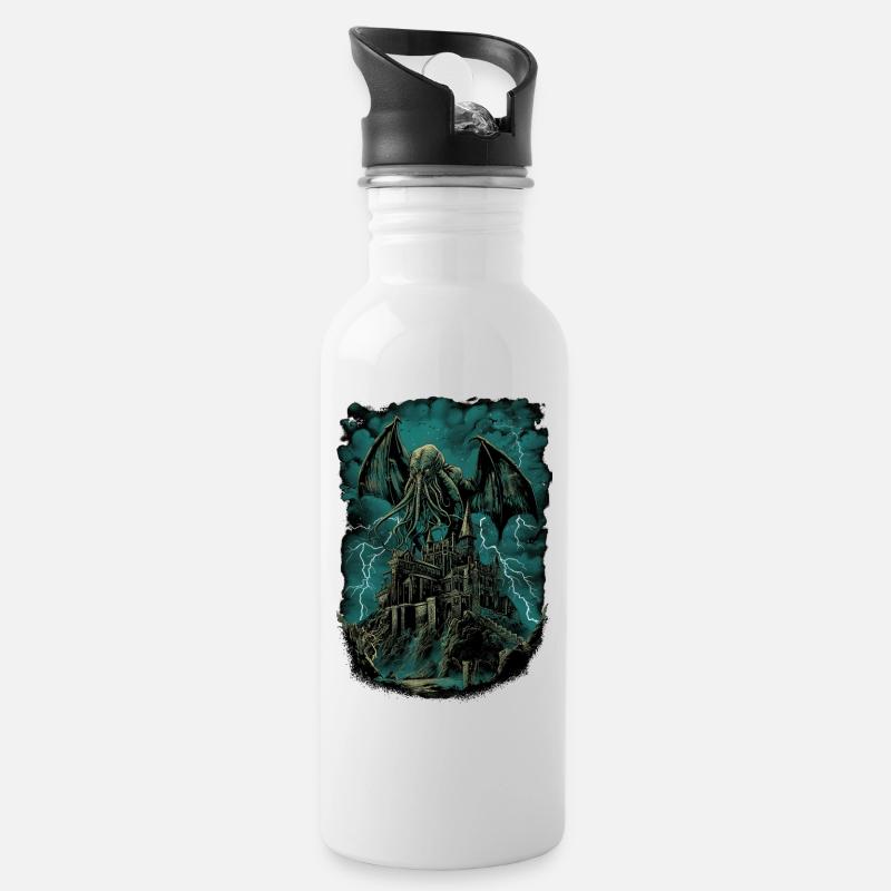 NIght des Cthulhu - Trinkflasche mit integriertem Trinkhalm - Weiß