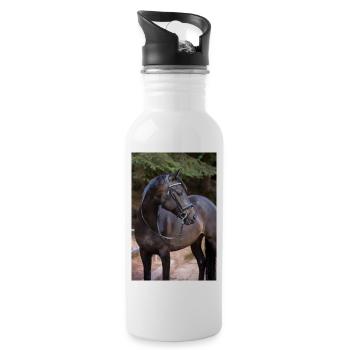 schönes schwarzes Pferd, Lakota vom Regenbogenhof, - Trinkflasche mit integriertem Trinkhalm - Weiß - Rechts