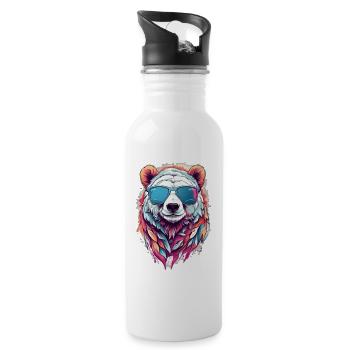 Panda-Sonnenbrille in Neonfarben - Trinkflasche mit integriertem Trinkhalm - Weiß - Rechts