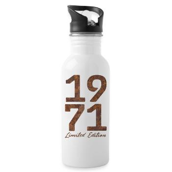 "Vintage 1971: Limited Edition in Rust Look" - Water bottle with straw - white - Right