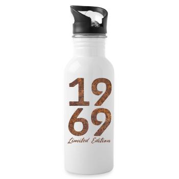 "Vintage 1969: Limited Edition in Rust Look" - Water bottle with straw - white - Right