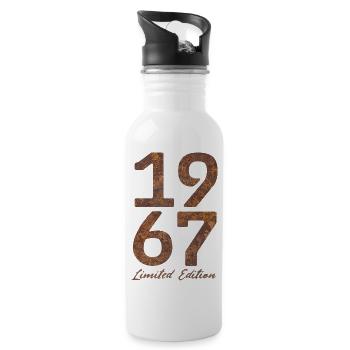 "Vintage 1967: Limited Edition in Rust Look" - Water bottle with straw - white - Right