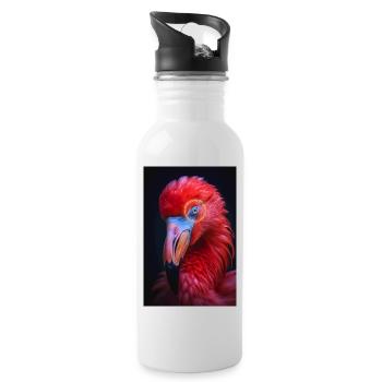 Tropisches Tier - Trinkflasche mit integriertem Trinkhalm - Weiß - Rechts