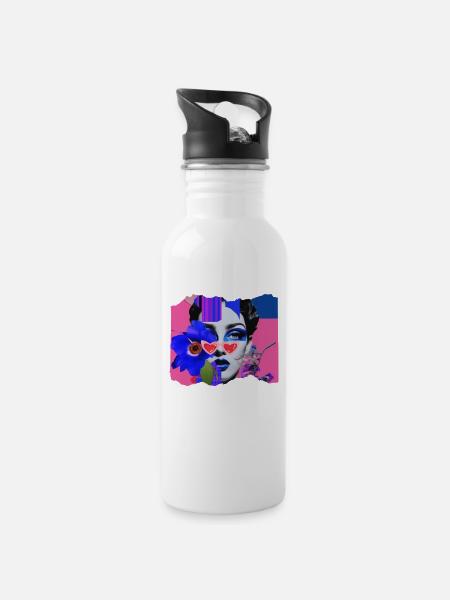 Pop Funky - Gourde avec paille intégrée - blanc
