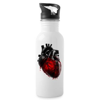 Vantaschwarzes Herz - Trinkflasche mit integriertem Trinkhalm - Weiß - Rechts