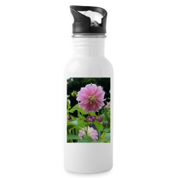 Dahlia Pink Pink Blossom ,Flower - Water bottle with straw - white - Right