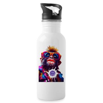 Du rockst meine Welt - Trinkflasche mit integriertem Trinkhalm - Weiß - Rechts
