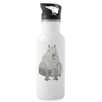 mignon capybara capybara capibara cochon d’Inde - Gourde avec paille intégrée - blanc - Droite