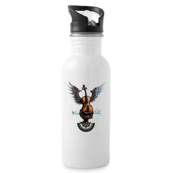 Wonderful elegant violin with wings. - Water bottle with straw - white - Right