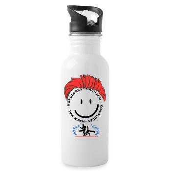 Cool shirt, trend t-shirt, happiness kokolores - Water bottle with straw - white - Right