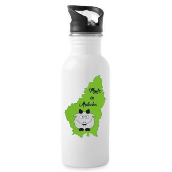 Made in Ardèche tracé dépt - Gourde avec paille intégrée - blanc - Droite