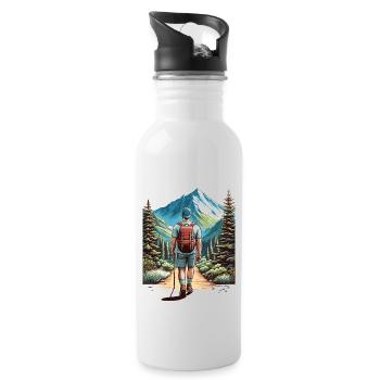 Abenteuer Bergpfad - Trinkflasche mit integriertem Trinkhalm - Weiß - Rechts