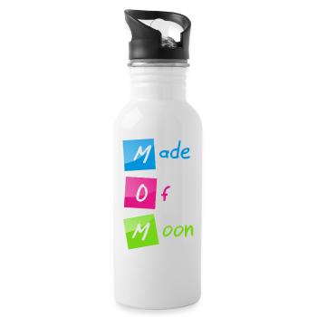 "MOM (Made of Moon)" happy Mother's Day - Water bottle with straw - white - Right