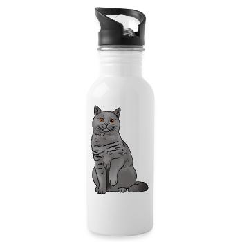 Britisch Kurzhaar Katze - Trinkflasche mit integriertem Trinkhalm - Weiß - Rechts