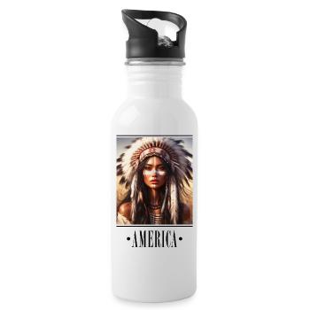 Culture Club - America 1 - Trinkflasche mit integriertem Trinkhalm - Weiß - Rechts