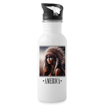 Culture Club - America 4 - Trinkflasche mit integriertem Trinkhalm - Weiß - Rechts