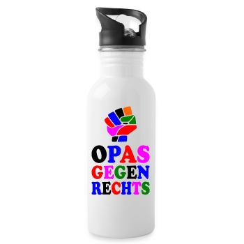 Opas gegen rechts - Trinkflasche mit integriertem Trinkhalm - Weiß - Rechts
