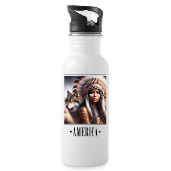 Culture Club - America 6 - Trinkflasche mit integriertem Trinkhalm - Weiß - Rechts