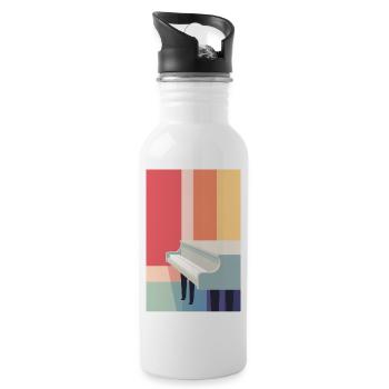 White grand piano on colorful background. - Water bottle with straw - white - Right