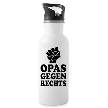 Opas gegen rechts - Trinkflasche mit integriertem Trinkhalm - Weiß - Rechts
