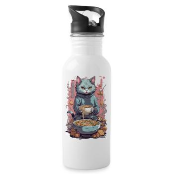 Cat Chef Ramen Japan Food Cats Love - Water bottle with straw - white - Right
